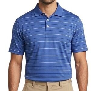 Chase Edward Golf Polo Mens Large Blue Striped Short Sleeve Microfiber Shirt